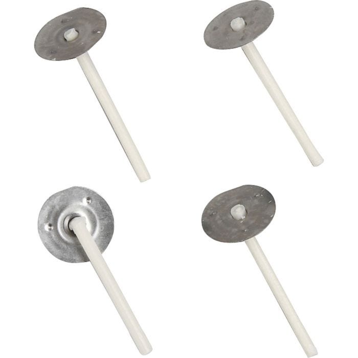 Dochte für Kerzen in Gefäßen, Geeignet für Behälter mit 20–65 mm Durchmesser, L 3,5 cm, Dicke 2 mm, 100 Stk/ 1 Pck