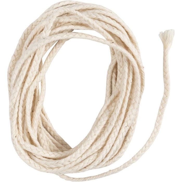 Docht , Geeignet für getauchte Kerzen (Durchm. 22–30 mm) und geformte Kerzen (Durchm. 60–80 mm), 100 g, 3 m/ 1 Pck