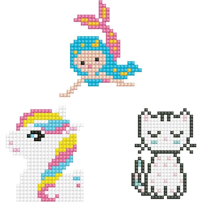 Diamond Dotz, Kätzchen, Meerjungfrau, Pony, Größe 18x10 cm, 1 Pck