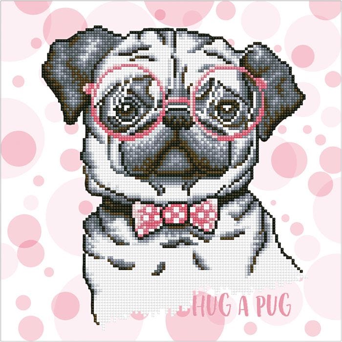 Diamond Dotz, Mops mit Brille, 35,5x45,7 cm, 1 Pck