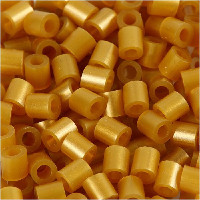 Bügelperlen, Größe 5x5 mm, Lochgröße 2,5 mm, medium, Gold (32263), 1100 Stk/ 1 Pck
