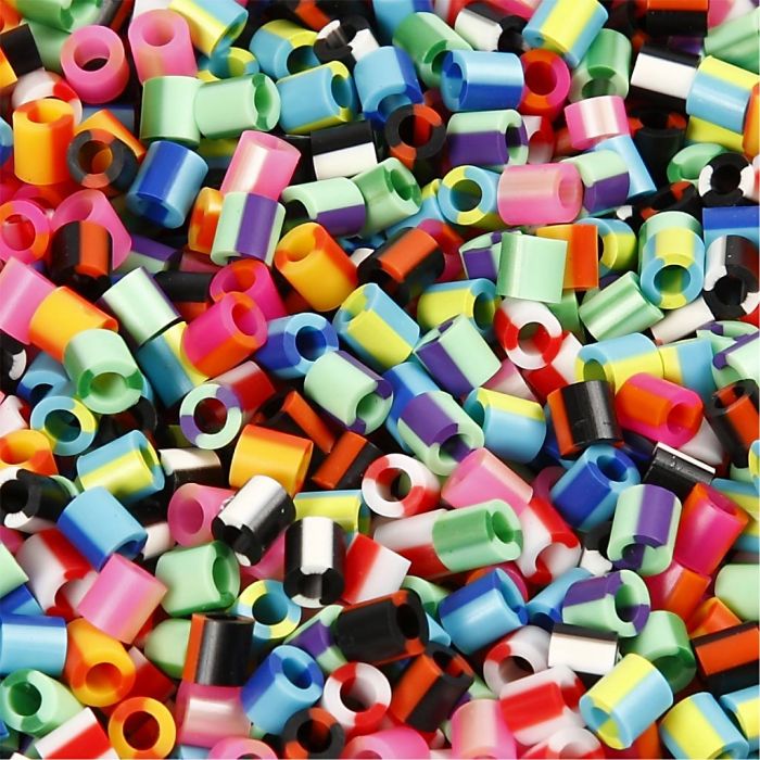 Bügelperlen, Größe 5x5 mm, Lochgröße 2,5 mm, medium, Gestreift, 10000 Stk/ 1 Pck