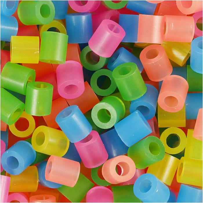 Bügelperlen, Größe 5x5 mm, Lochgröße 2,5 mm, medium, Neonfarben, 20000 sort./ 1 Eimer