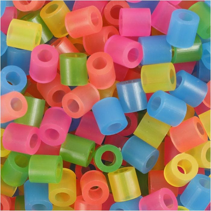 Bügelperlen, Größe 5x5 mm, Lochgröße 2,5 mm, medium, Neonfarben, 1100 sort./ 1 Pck