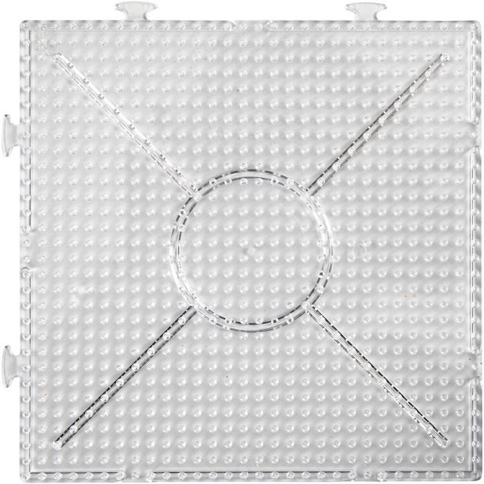 Steckplatte, Großes Quadrat, Größe 15x15 cm, medium, Transparent, 2 Stk/ 1 Pck