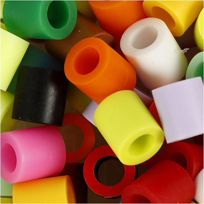 Bügelperlen, Größe 10x10 mm, Lochgröße 5,5 mm, JUMBO, Zusätzliche Farben, 3200 sort./ 1 Pck