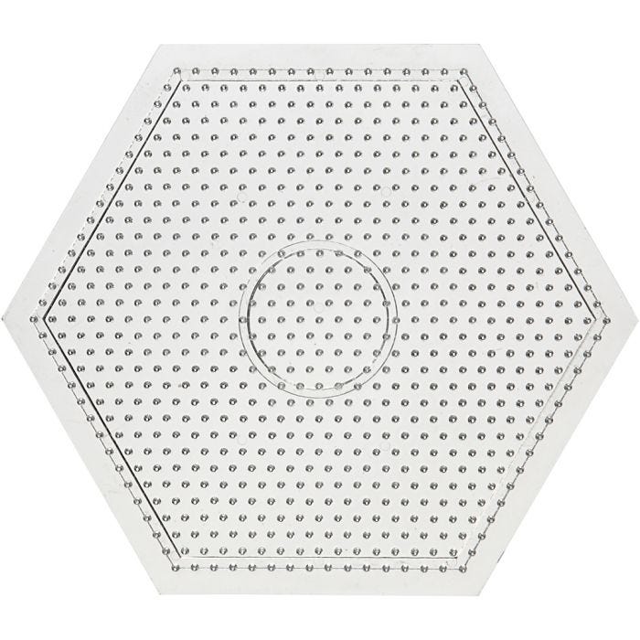 Steckplatte, Großes Sechseck, 15x15 cm, medium, Transparent, 1 Stk