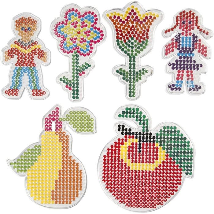 Steckplatte, Blumen, Mädchen, Junge, Apfel und Birne, Größe 8,5x14-14x16 cm, medium, 6 Stk/ 1 Pck
