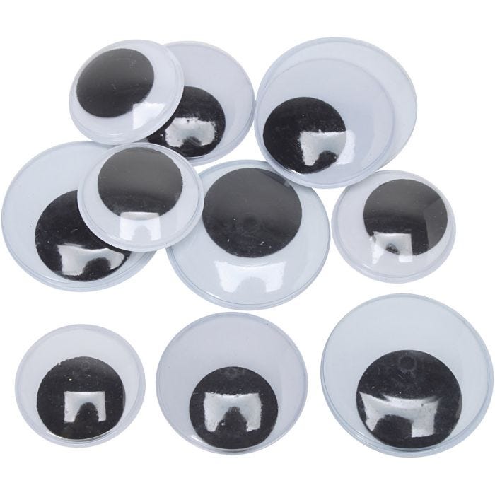 Wackelaugen, Größe 30+35+40 mm, Maxi, 150 Paar, 300Stk/ 1 Pck