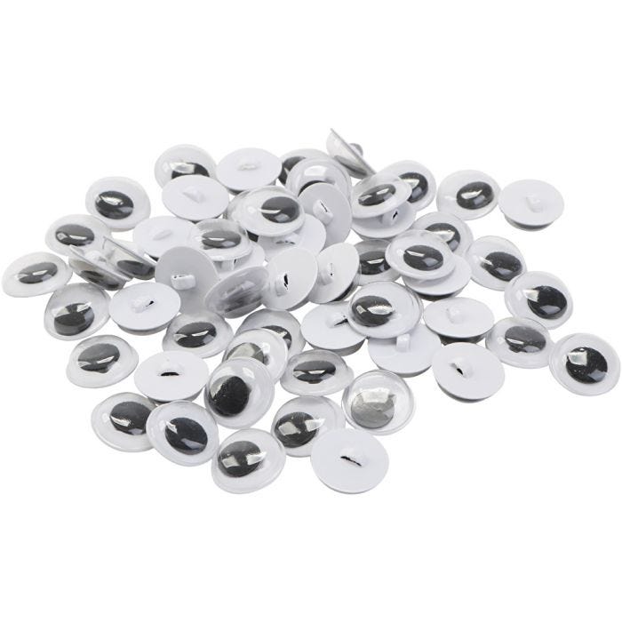 Wackelaugen - Sortiment, zum Aufnähen, Größe 10 mm, 50 Paar, 100 Stk/ 1 Btl.