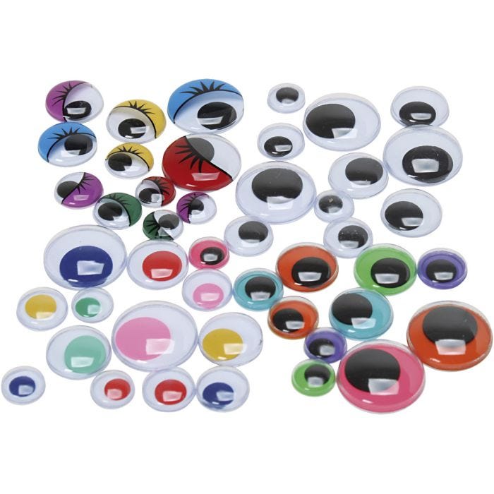 Wackelaugen - Sortiment, Größe 9,5-19 mm, 4 Teile, 500 Stk/ 1 Pck