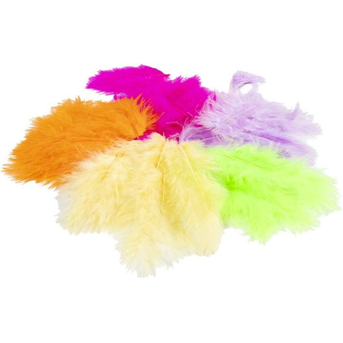 Daunenfedern, Größe 4-10 cm, Neonfarben, 50 g/ 1 Btl.