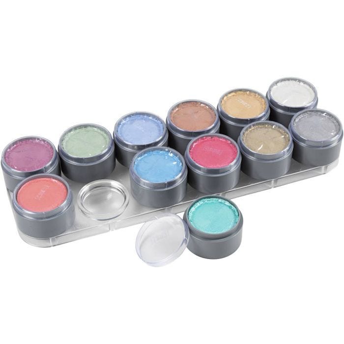 Grimas Gesichtsschminke auf Farbpalette, Perlmuttfarben, 12x15 ml/ 1 Stk