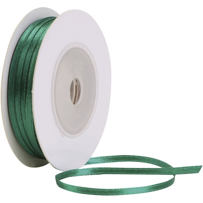 Satinband, B 3 mm, Dunkelgrün, 30 m/ 1 Rolle