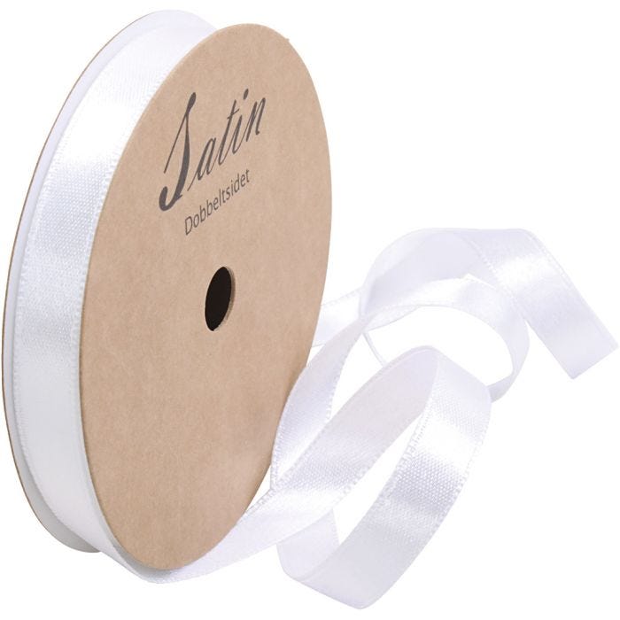 Satinband, B 10 mm, Weiß, 10 m/ 1 Rolle