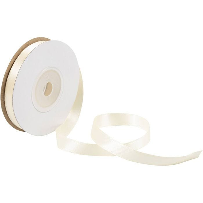 Satinband, B 10 mm, Creme, 10 m/ 1 Rolle