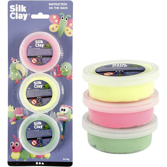 Silk Clay®, Hellgrün, Neonpink, Neongelb, 3x14g/ 1 Pck