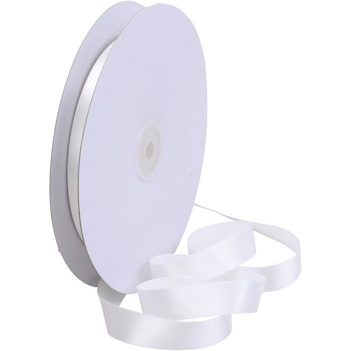 Satinband, B 15 mm, Weiß, 50 m/ 1 Rolle