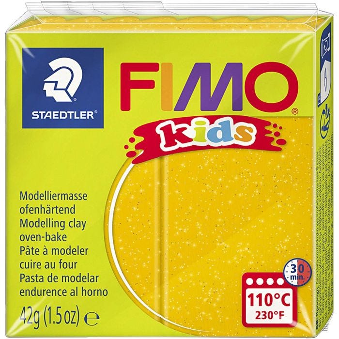 FIMO® Kids Clay, Glitter, Gold, 42 g/ 1 Pck