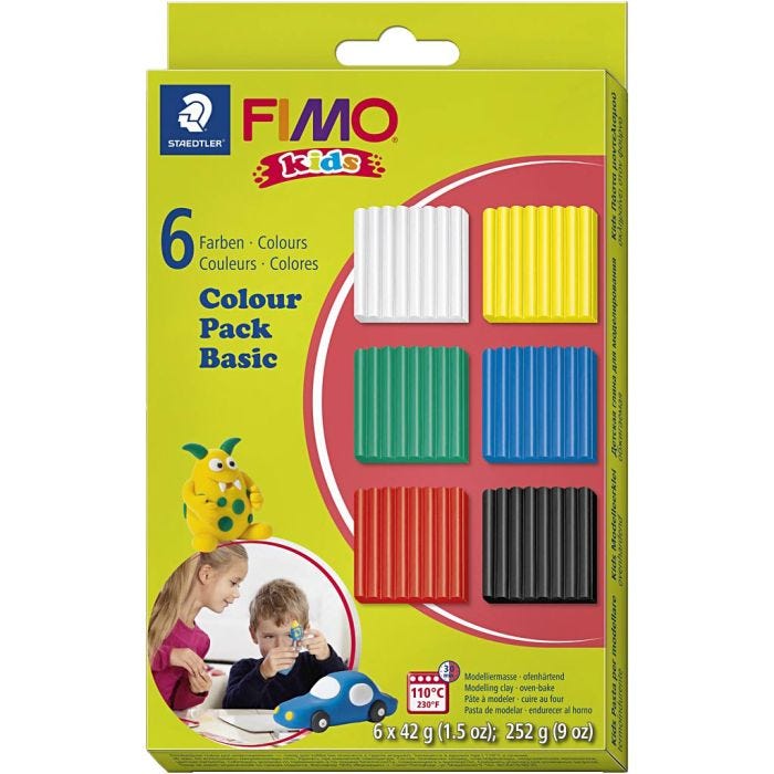 FIMO® Kids Clay, Standard-Farben, 6x42 g/ 1 Pck