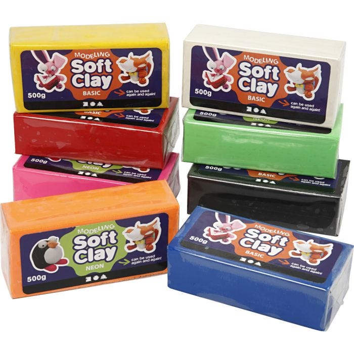 Knetmasse, Sortierte Farben, 8x500 g/ 1 Pck