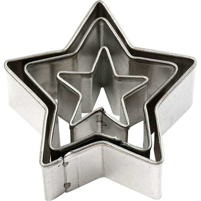 Ausstechformen , Stern, Größe 40x40 mm, 3 Stk/ 1 Pck