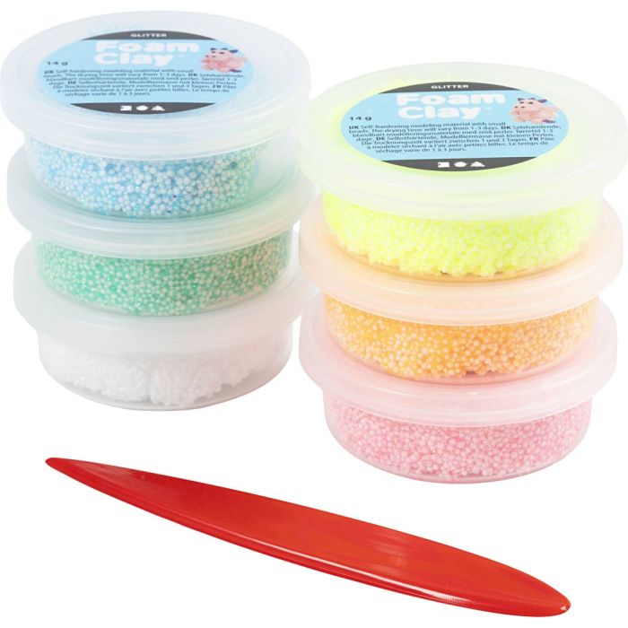 Foam Clay® , Glitter, Pastellfarben, 84 g, 6x14 g/ 1 Pck