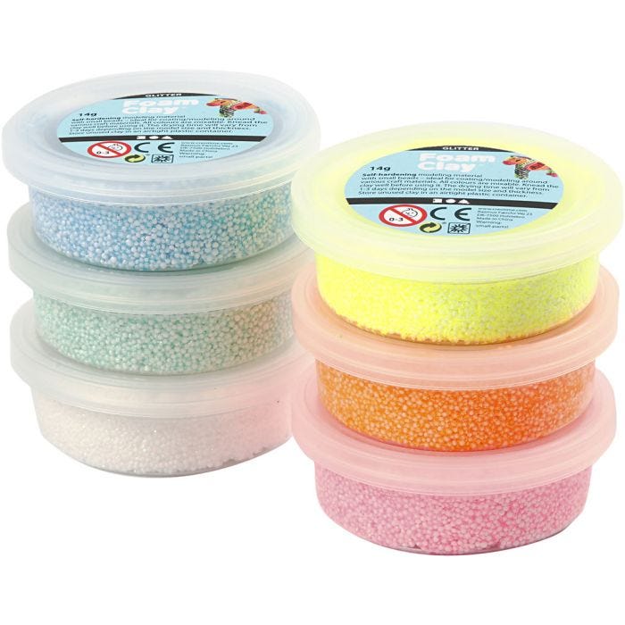 Foam Clay® , Glitter, Pastellfarben, 6x14g/ 1 Pck