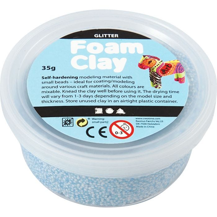 Foam Clay® , Glitter, Hellblau, 35g/ 1 Dose