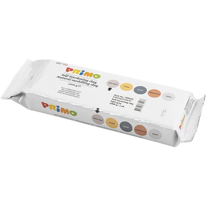 Selbsthärtender Ton, Hellgrau, 1000 g/ 1 Pck