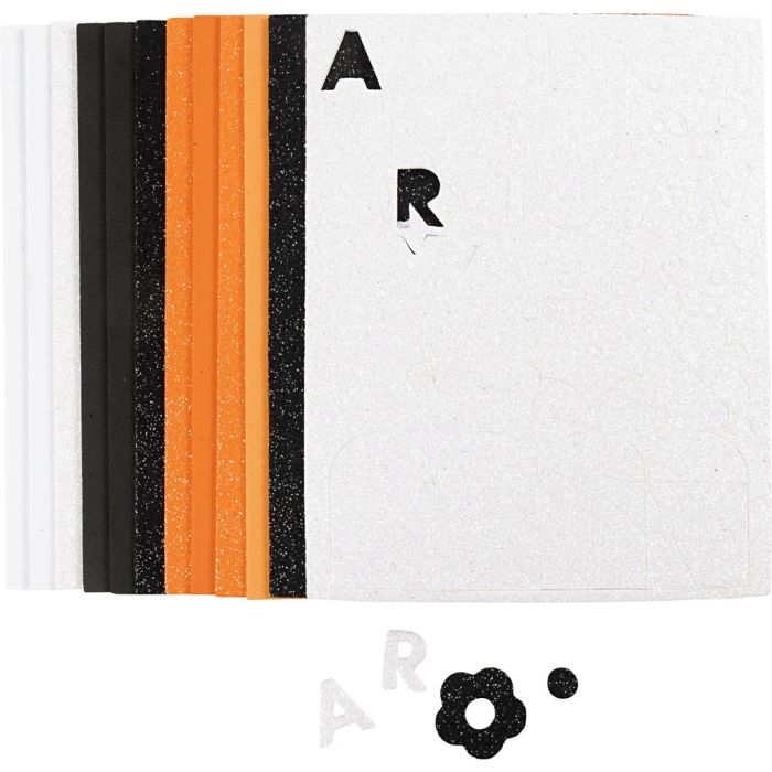 Moosgummiplatten, Größe 14x25 cm, Dicke 2 mm, Halloween Farben, 12 Bl./ 1 Pck