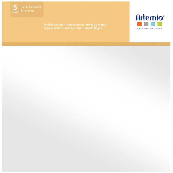 Transparente Acetatfolien, Größe 30,5x30,5 cm, 5 Stk/ 1 Pck