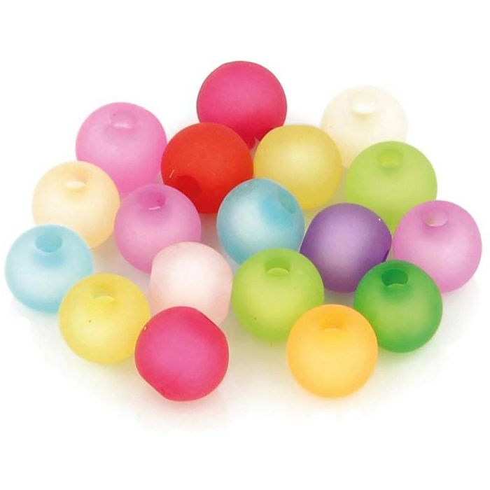 Runde farbige Frostperlen, D 8 mm, sanfte, dezente Farben, 120 Stk/ 1 Pck