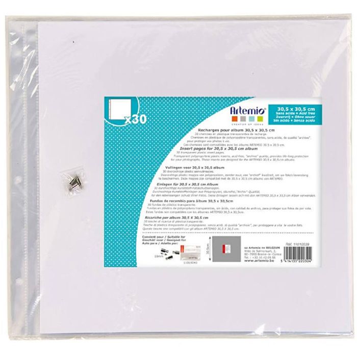 Durchsichtige Taschen für Fotoalben, Größe 30,5x30,5 cm, 30 Bl./ 1 Stk