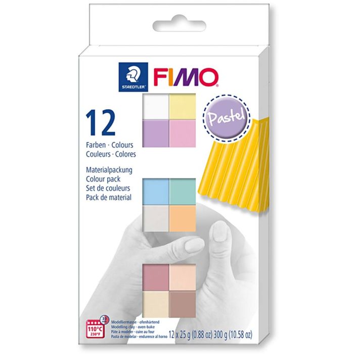 Pastenset mit weichem Fimo-Effekt, Pastellfarben, 12x25 g/ 1 Pck