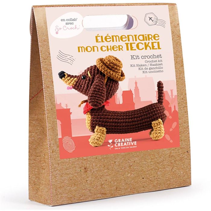 Amigurumi Häkelset, Dackel, Größe 18 cm, 1 Pck