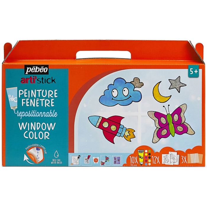 Pébéo repositionierbares Fensterfarbenset, Arti´stick, 10x75 ml/ 1 Pck