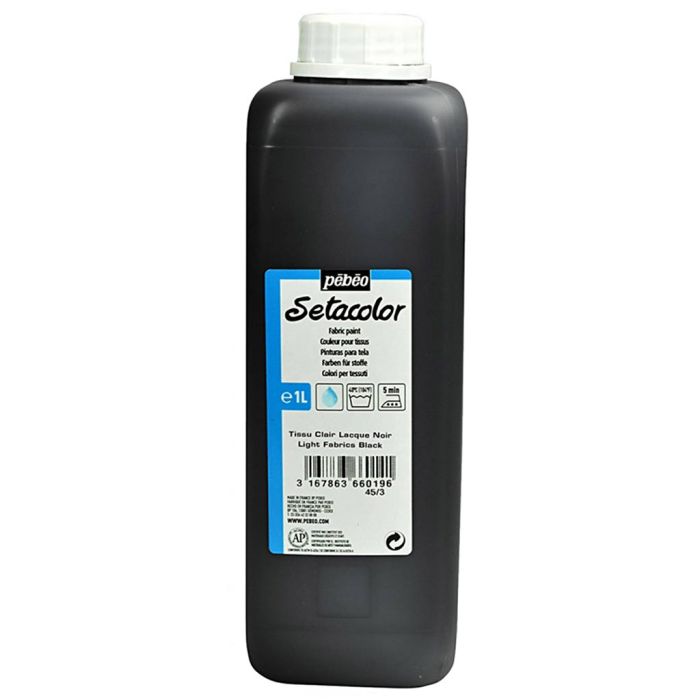 Pébéo Setacolor Stofffarbe, Leichte Stoffe, Schwarz, 1000 ml/ 1 Fl.