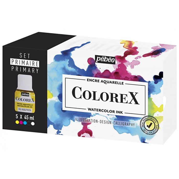 Colorex Aquarell-Tintenset, Primärfarben, 5x45 ml/ 1 Pck
