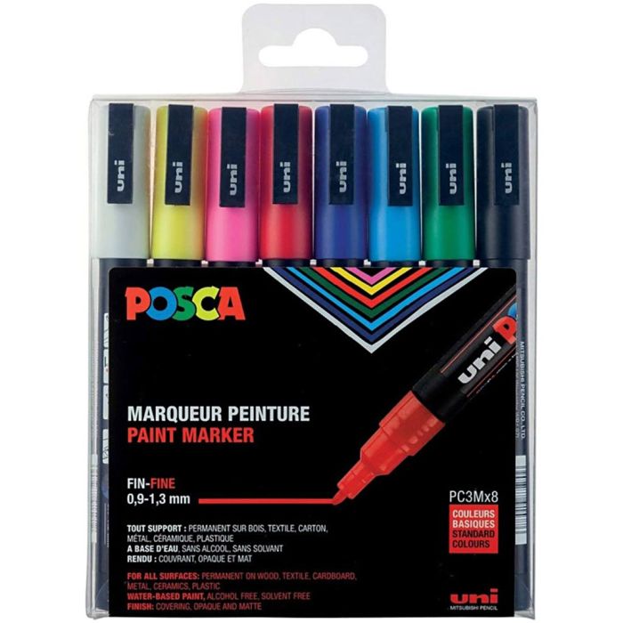 Posca-Marker Set, PC-3M, Nr. PC-3M, Standard-Farben, 8 Stk/ 1 Pck