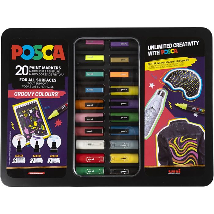Posca Etui, groovy colours, 20 Stk/ 1 Pck