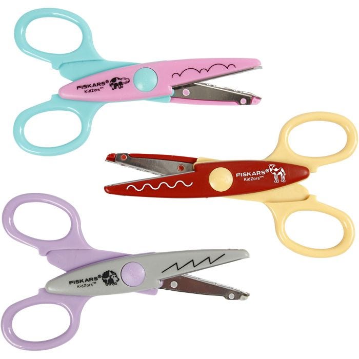 Fiskars Kidzors Konturenscheren - Sortiment, Flußpferd, Kamel, Igel, 3 Stk/ 1 Pck