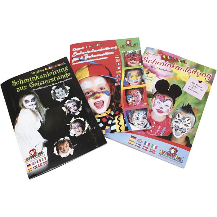 Eulenspiegel Gesichtsschminke-Booklet, 3 Stk/ 1 Pck