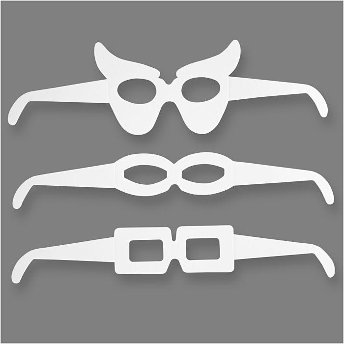 Brillen, H 4,5-10 cm, L 32 cm, 230 g, Weiß, 16Stk/ 1 Pck