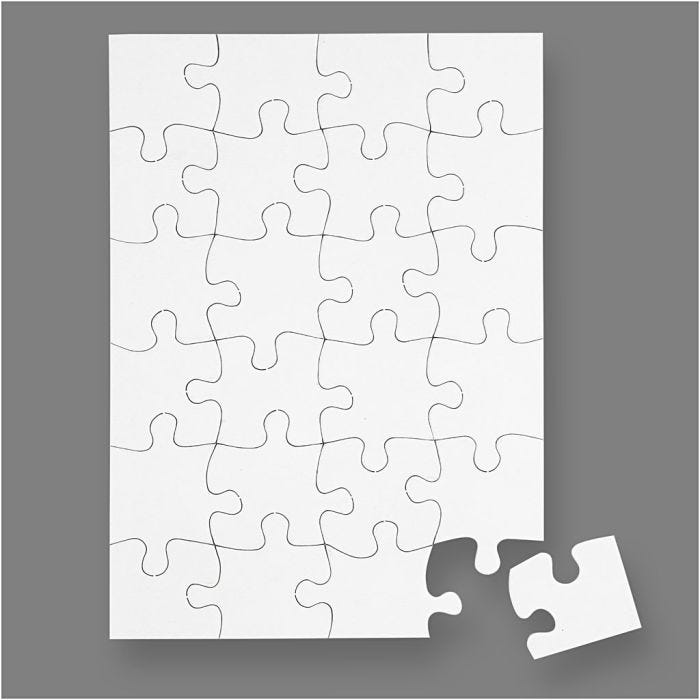Blanco-Puzzle, Größe 15x21 cm, Weiß, 24 Stücke, 16 Stk/ 1 Pck