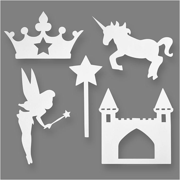 Märchen, H 13,5-27,5 cm, B 9,5-25 cm, 230 g, Weiß, 16Stk/ 1 Pck