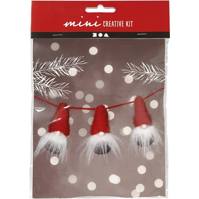 Mini Kreativ Set, Weihnachtswichtel an einem Seil, H 6 cm, 1 Pck