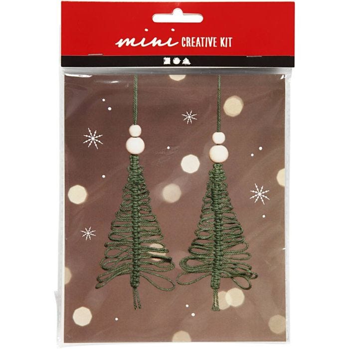 Mini Kreativ Set, Weihnachtsbaum aus Macramé, 11 cm, 1 Pck