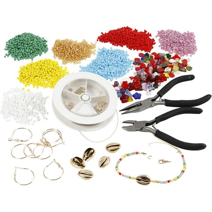 Sets für die Anfertigung von Schmuck mit Rocaille Seed Beads, Vergoldet, 1 Set