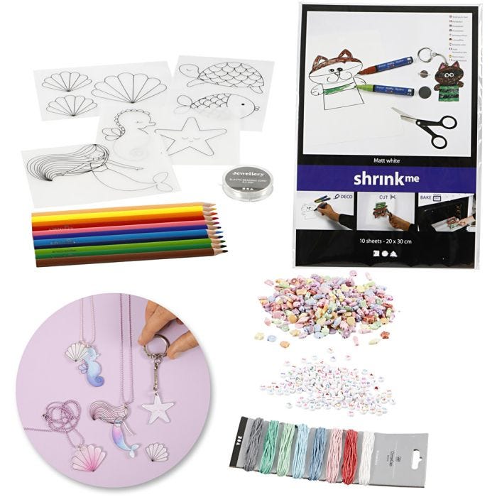 Set Schmuckanfertigung mit Beads und Schrumpffolie, 1 Set
